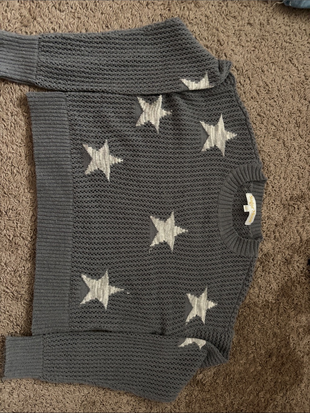 Gray Star Knit Sweater